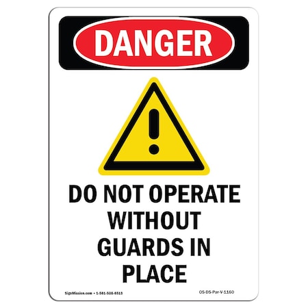 OSHA Danger Sign, Do Not Operate W/O, 24in X 18in Decal